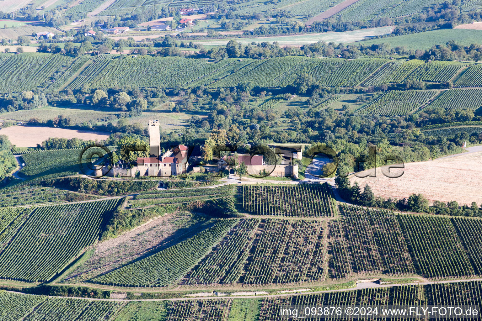 Aerial view of Castle Sulzfeld in Sulzfeld in the state Baden-Wuerttemberg, Germany