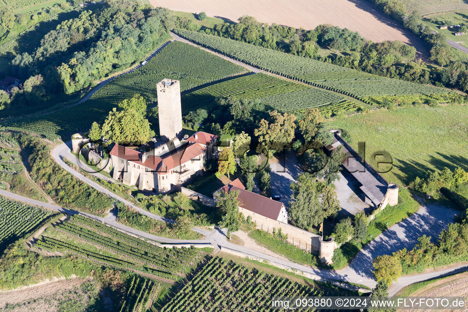 Castle Sulzfeld in Sulzfeld in the state Baden-Wuerttemberg, Germany from above