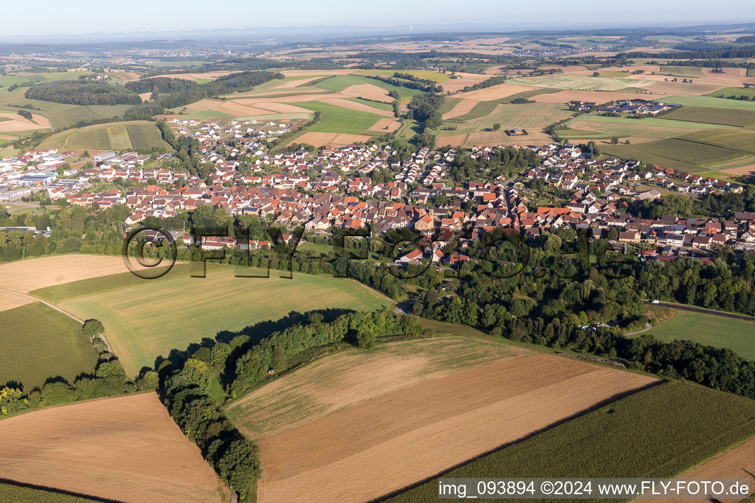 Village - view on the edge of agricultural fields and farmland in Zaisenhausen in the state Baden-Wurttemberg, Germany