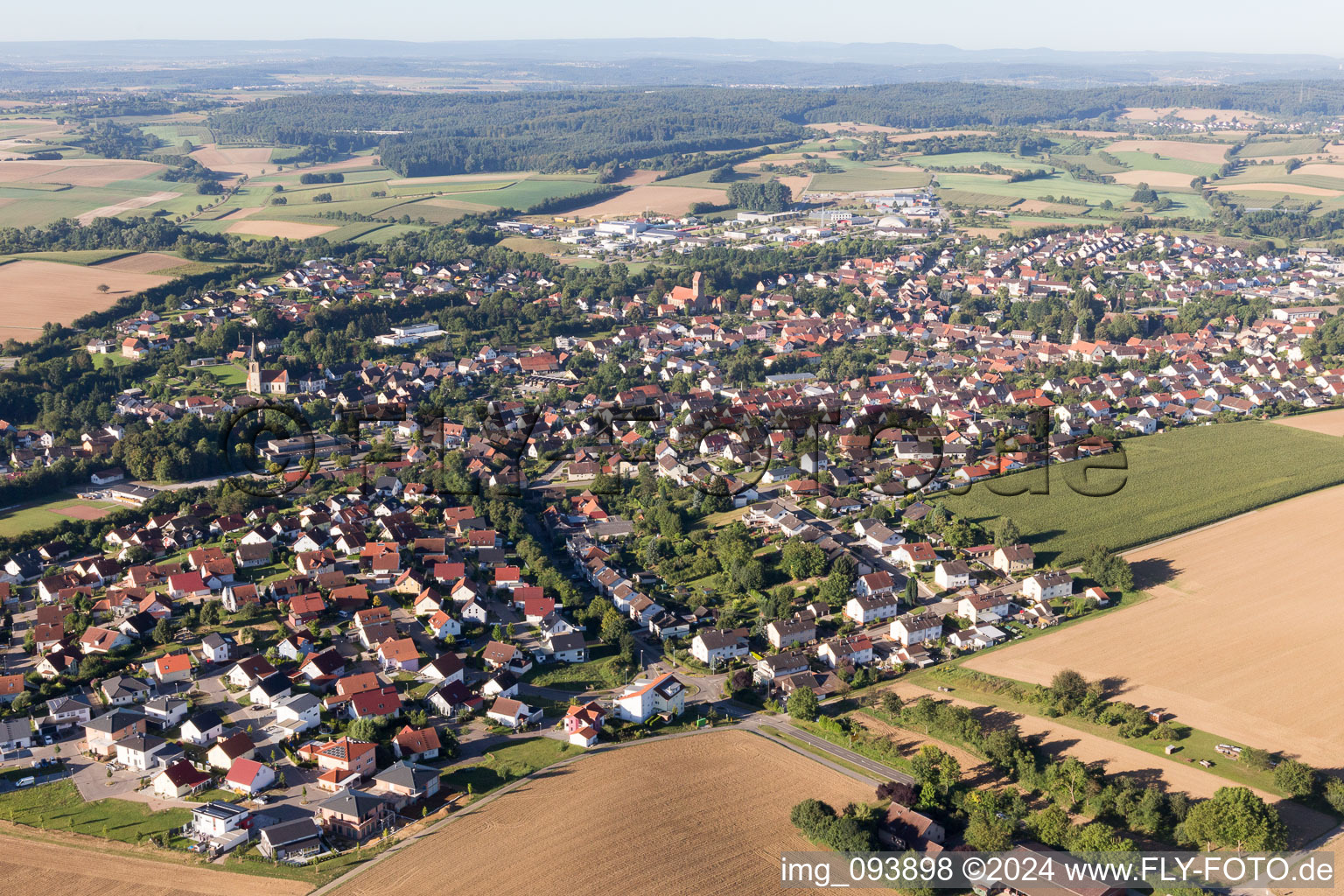 Aerial view of District Flehingen in Oberderdingen in the state Baden-Wuerttemberg, Germany