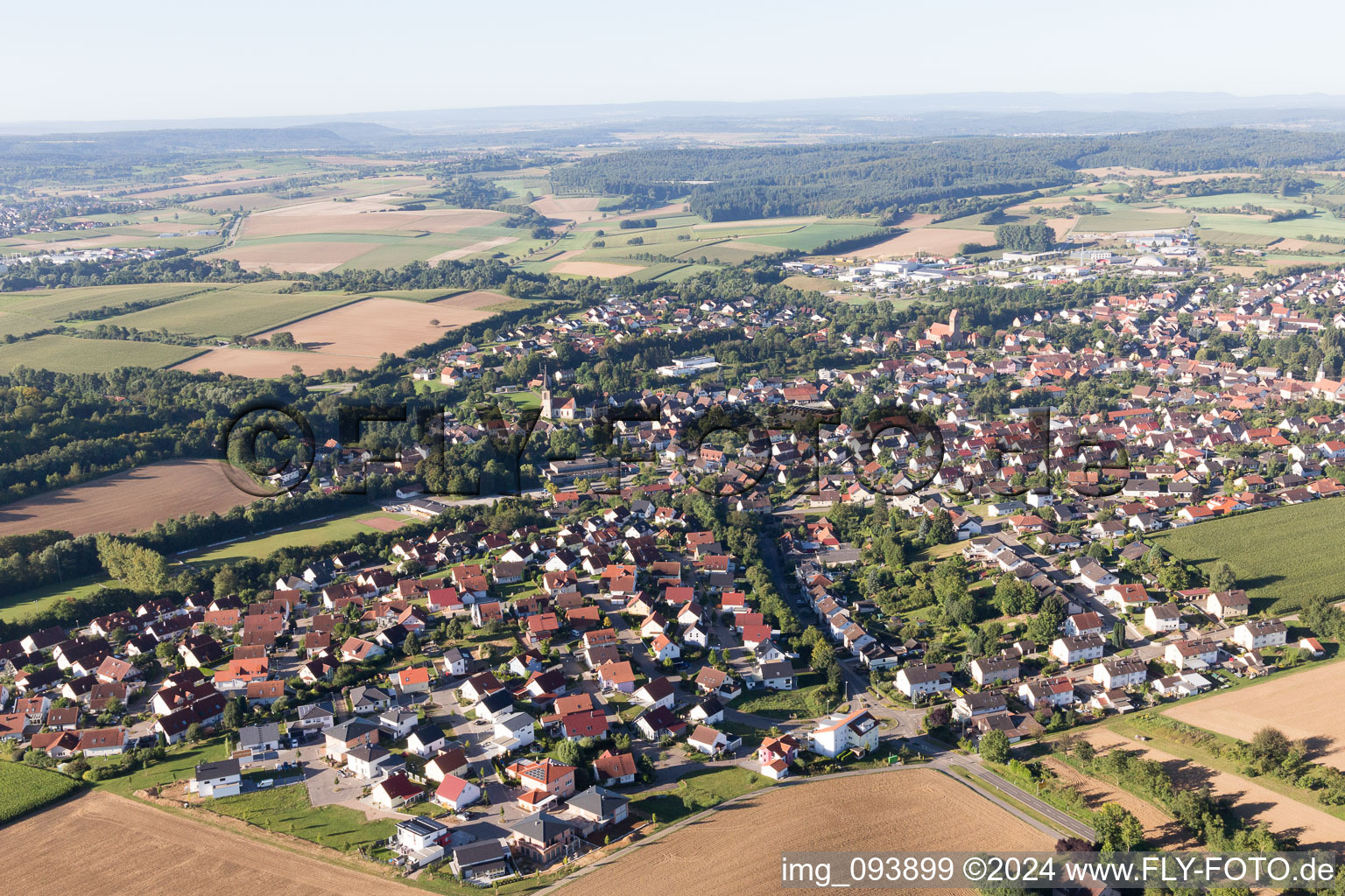 Aerial view of Flehingen in the state Baden-Wuerttemberg, Germany
