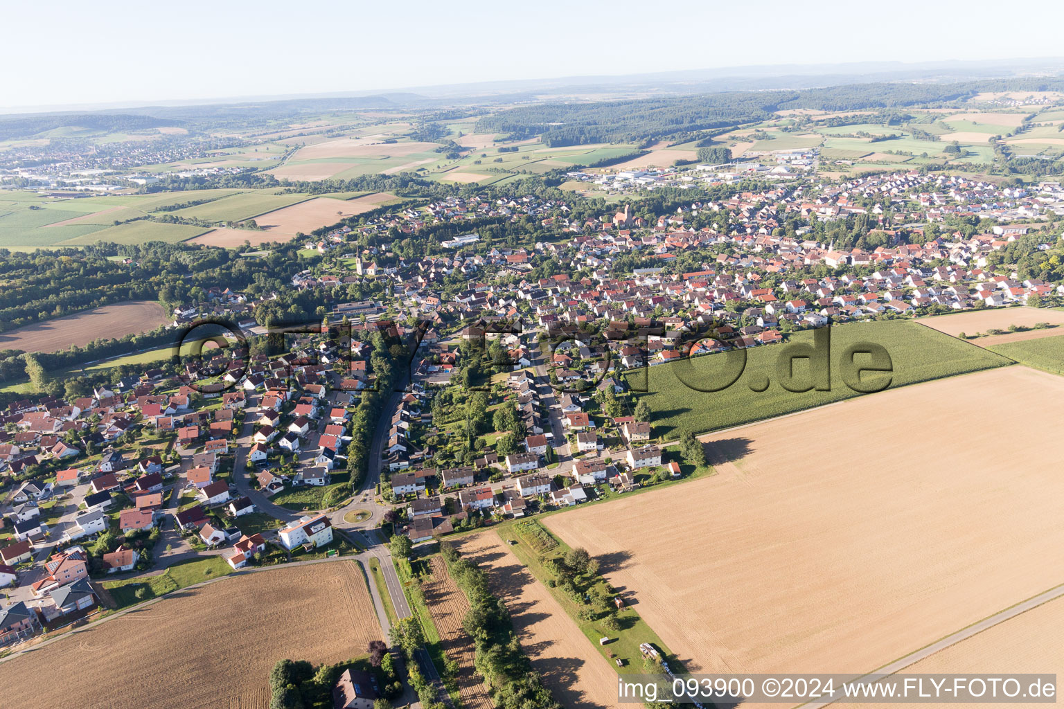 Oblique view of District Flehingen in Oberderdingen in the state Baden-Wuerttemberg, Germany