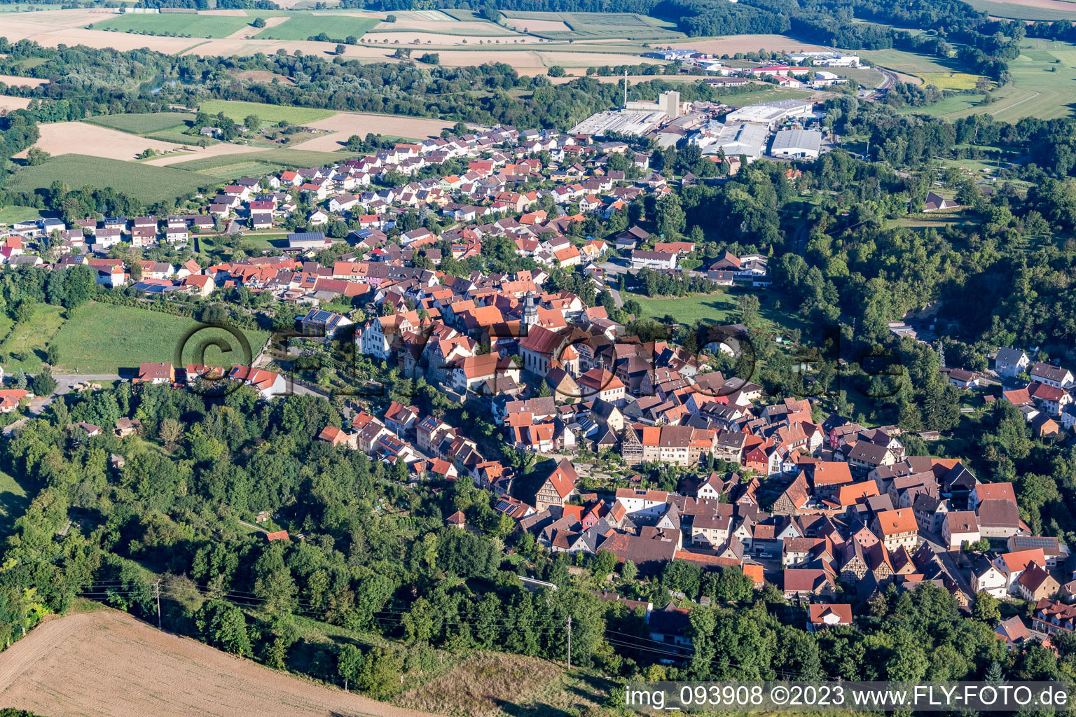 Aerial photograpy of Village view in Kraichtal in the state Baden-Wurttemberg, Germany