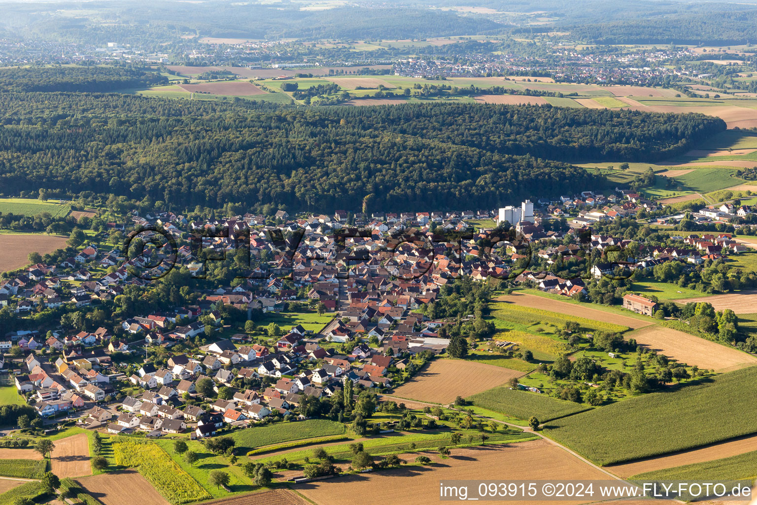 Town View of the streets and houses of the residential areas in the district Neibsheim in Bretten in the state Baden-Wurttemberg, Germany