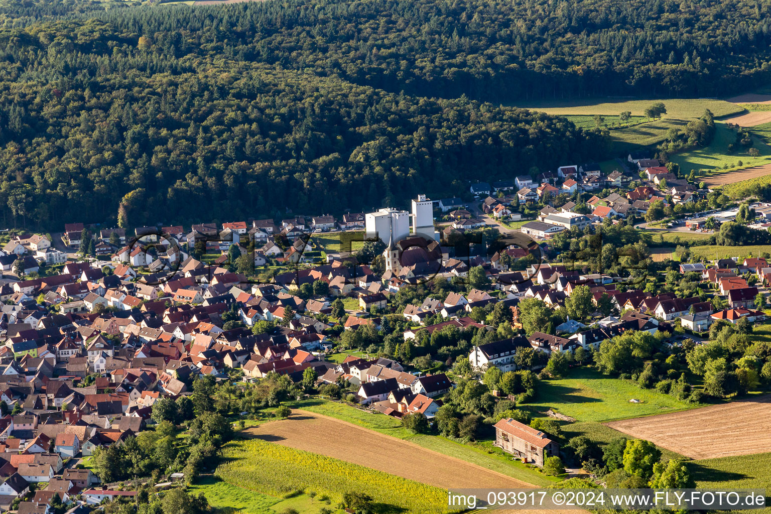 Aerial view of District Neibsheim in Bretten in the state Baden-Wuerttemberg, Germany