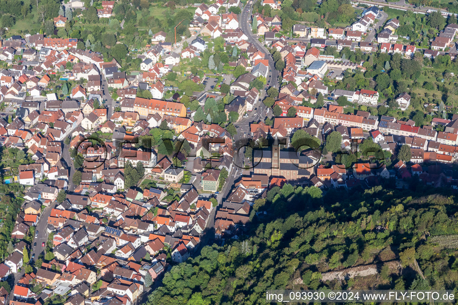 Town View of the streets and houses of the residential areas in Untergrombach in the state Baden-Wurttemberg, Germany