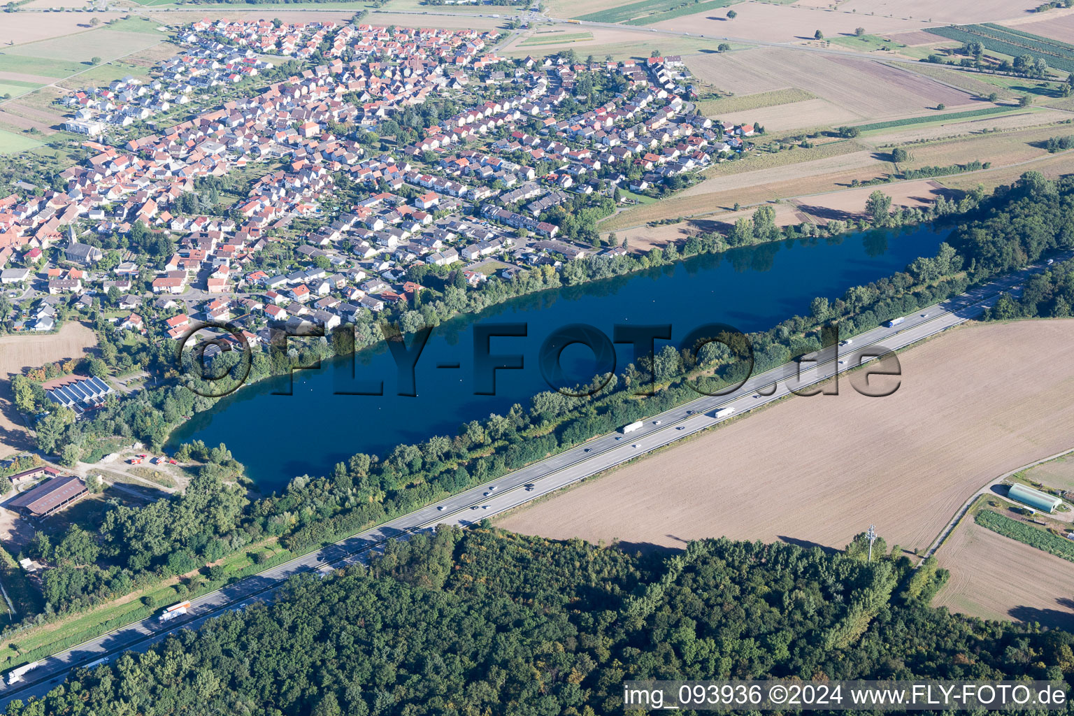 Quarry lake Büchenau in the district Büchenau in Bruchsal in the state Baden-Wuerttemberg, Germany