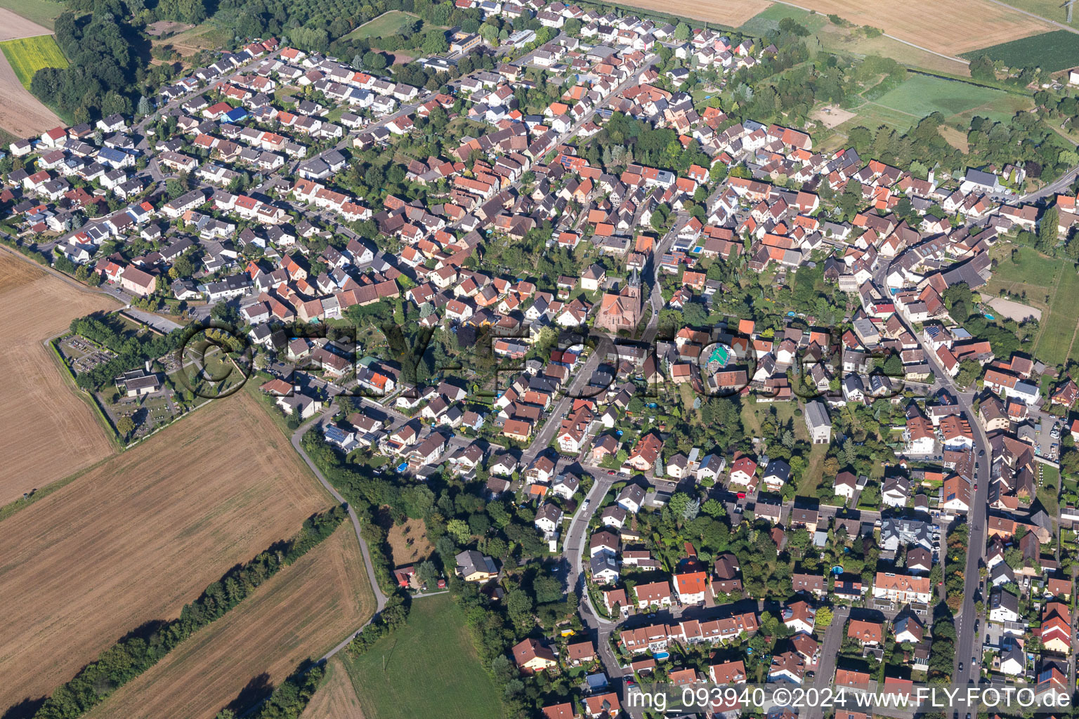 Town View of the streets and houses of the residential areas in the district Staffort in Stutensee in the state Baden-Wurttemberg, Germany