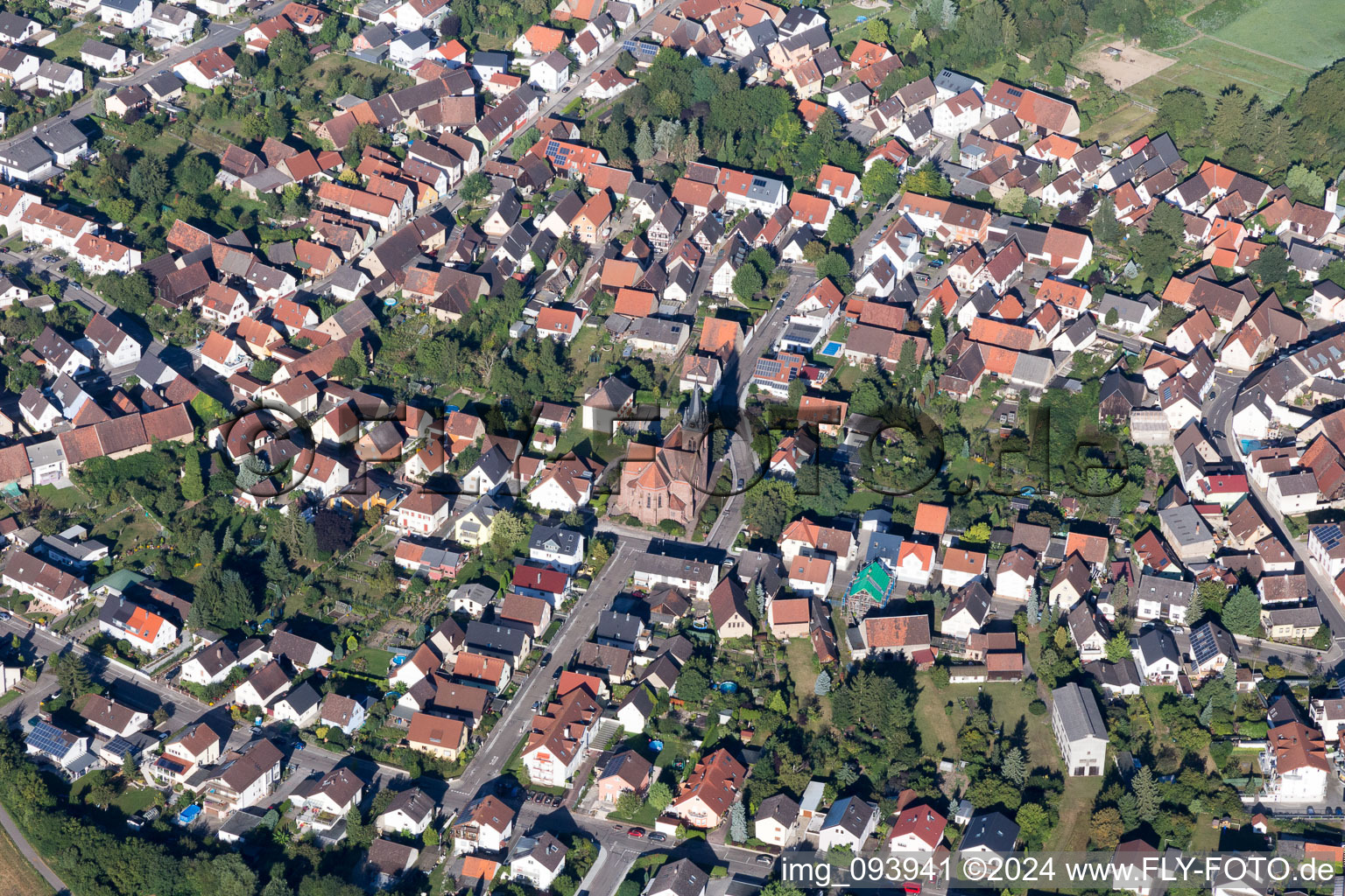 District Staffort in Stutensee in the state Baden-Wuerttemberg, Germany from above