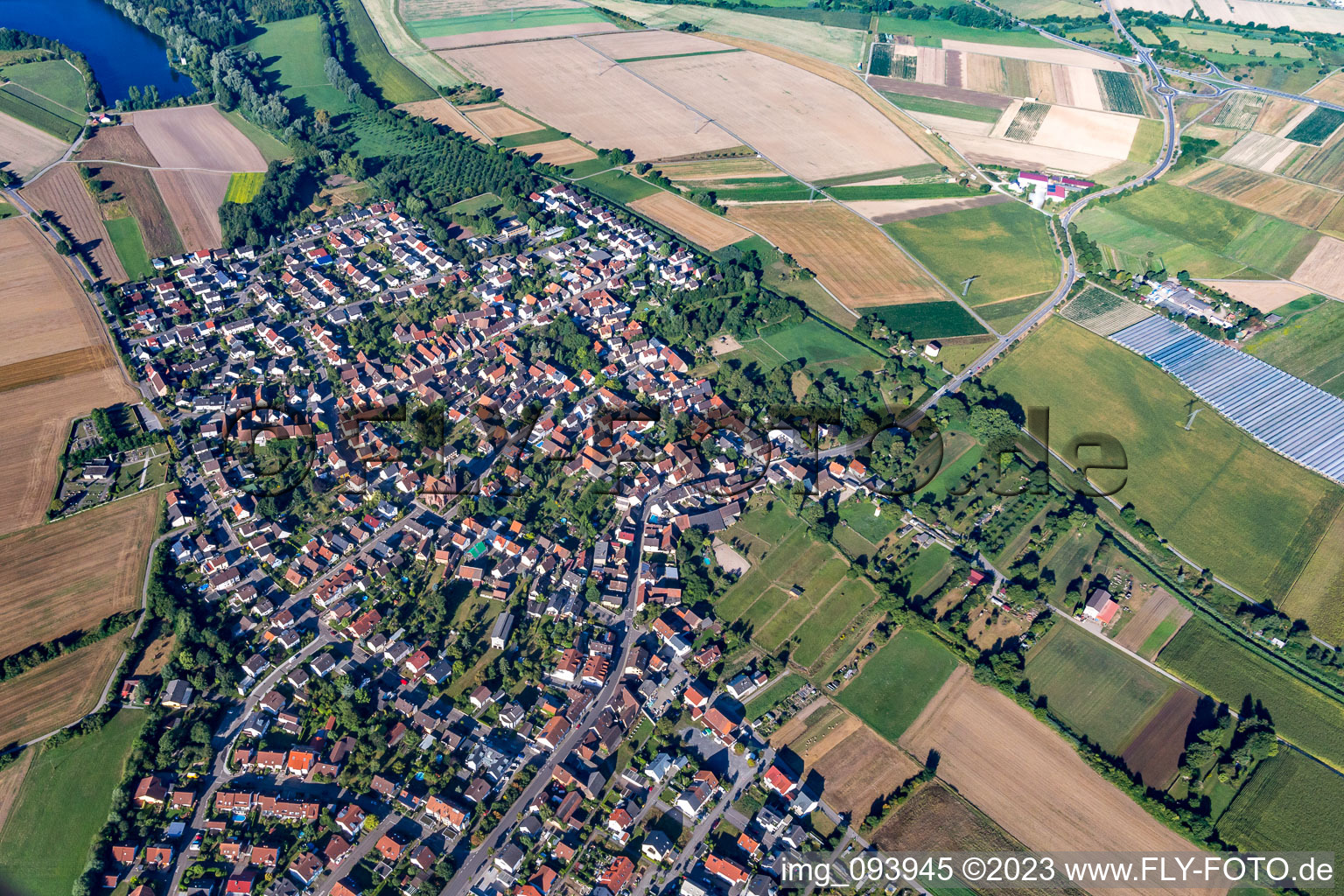 District Staffort in Stutensee in the state Baden-Wuerttemberg, Germany seen from above