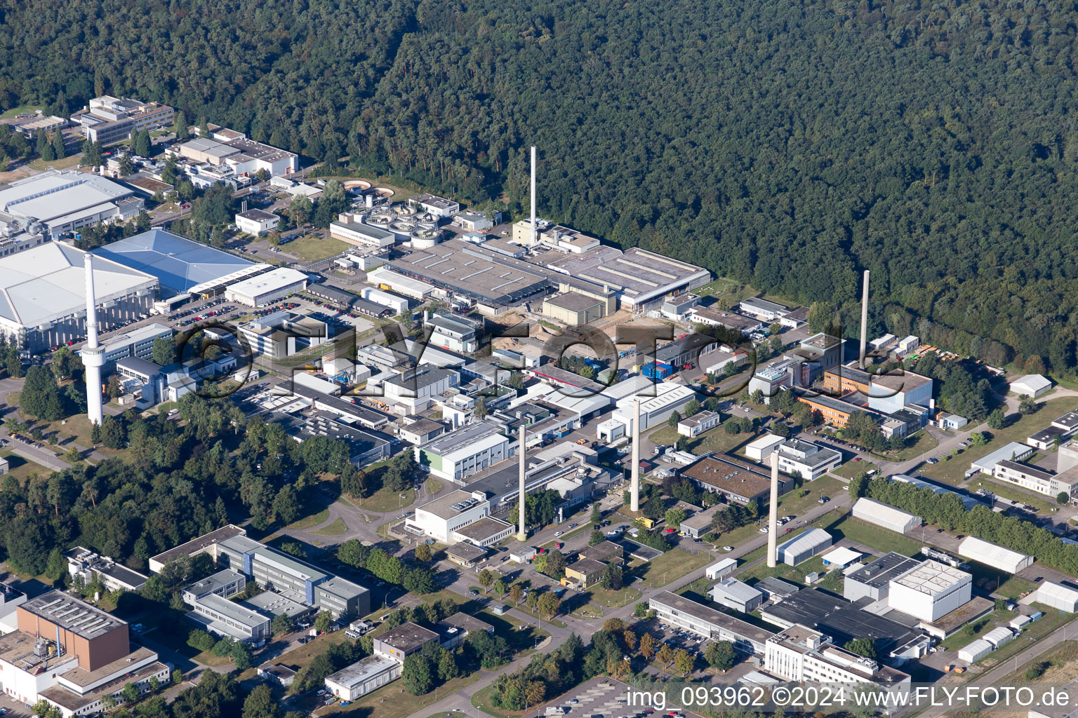 KIT North in the district Leopoldshafen in Eggenstein-Leopoldshafen in the state Baden-Wuerttemberg, Germany seen from above