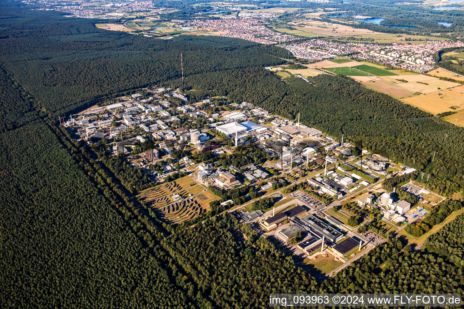 KIT North in the district Leopoldshafen in Eggenstein-Leopoldshafen in the state Baden-Wuerttemberg, Germany from the plane