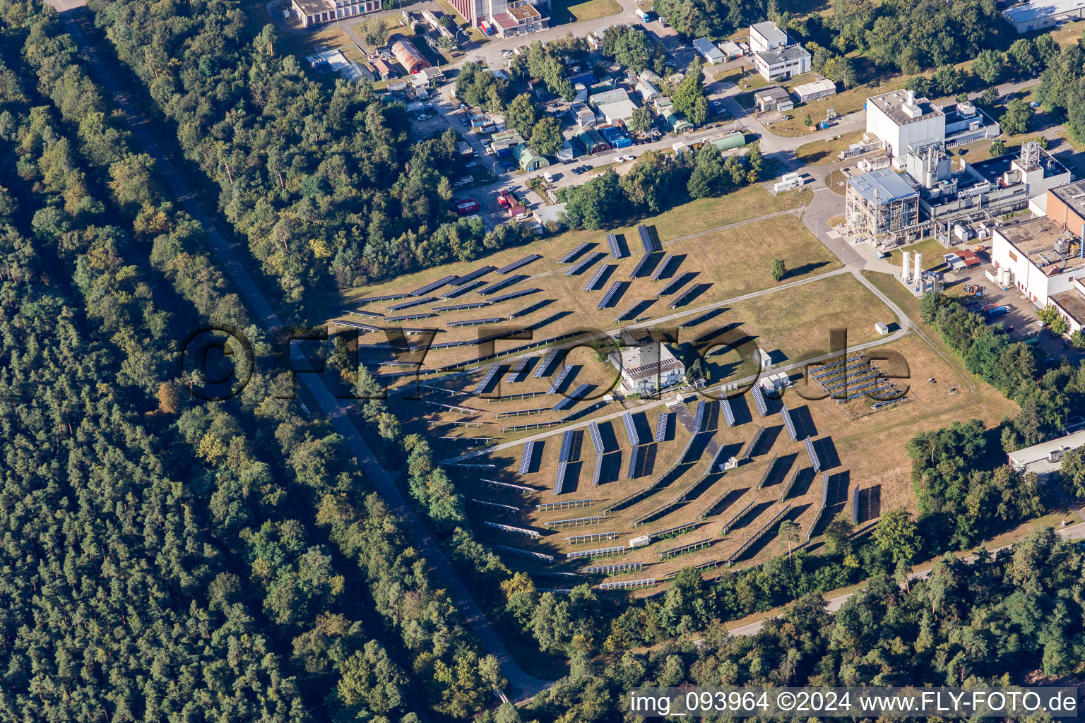 Bird's eye view of KIT North in the district Leopoldshafen in Eggenstein-Leopoldshafen in the state Baden-Wuerttemberg, Germany