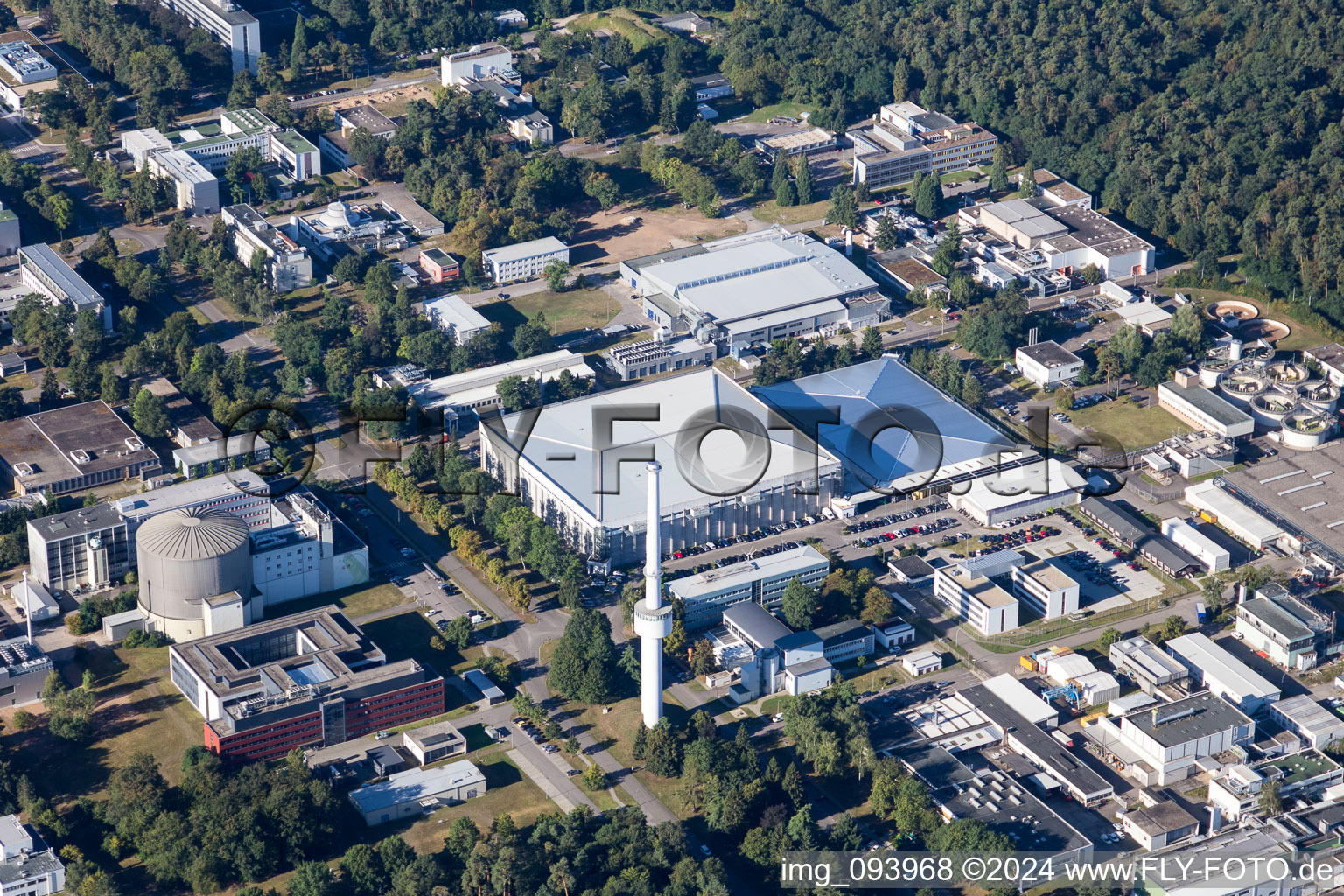 Campus building of the university KIT - Campus Nord (former Nuclear research centre Karlsruhe) in the district Leopoldshafen in Eggenstein-Leopoldshafen in the state Baden-Wurttemberg, Germany out of the air