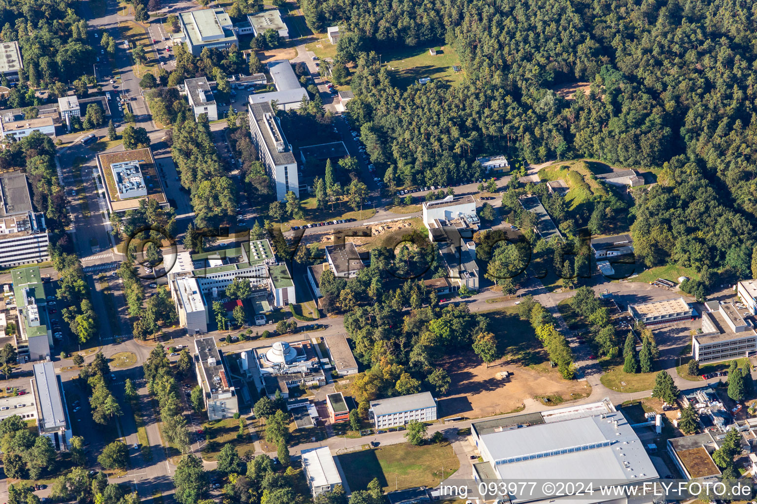 Drone recording of District Leopoldshafen in Eggenstein-Leopoldshafen in the state Baden-Wuerttemberg, Germany