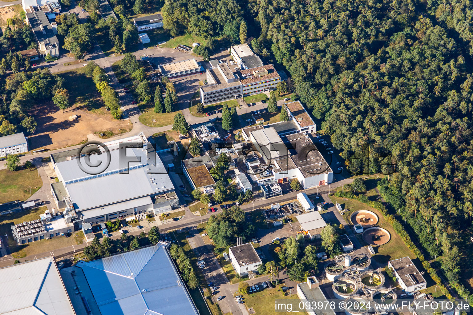 Drone image of District Leopoldshafen in Eggenstein-Leopoldshafen in the state Baden-Wuerttemberg, Germany