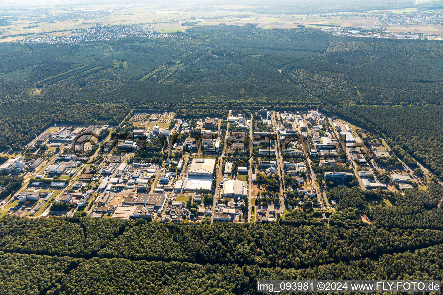 District Leopoldshafen in Eggenstein-Leopoldshafen in the state Baden-Wuerttemberg, Germany from a drone