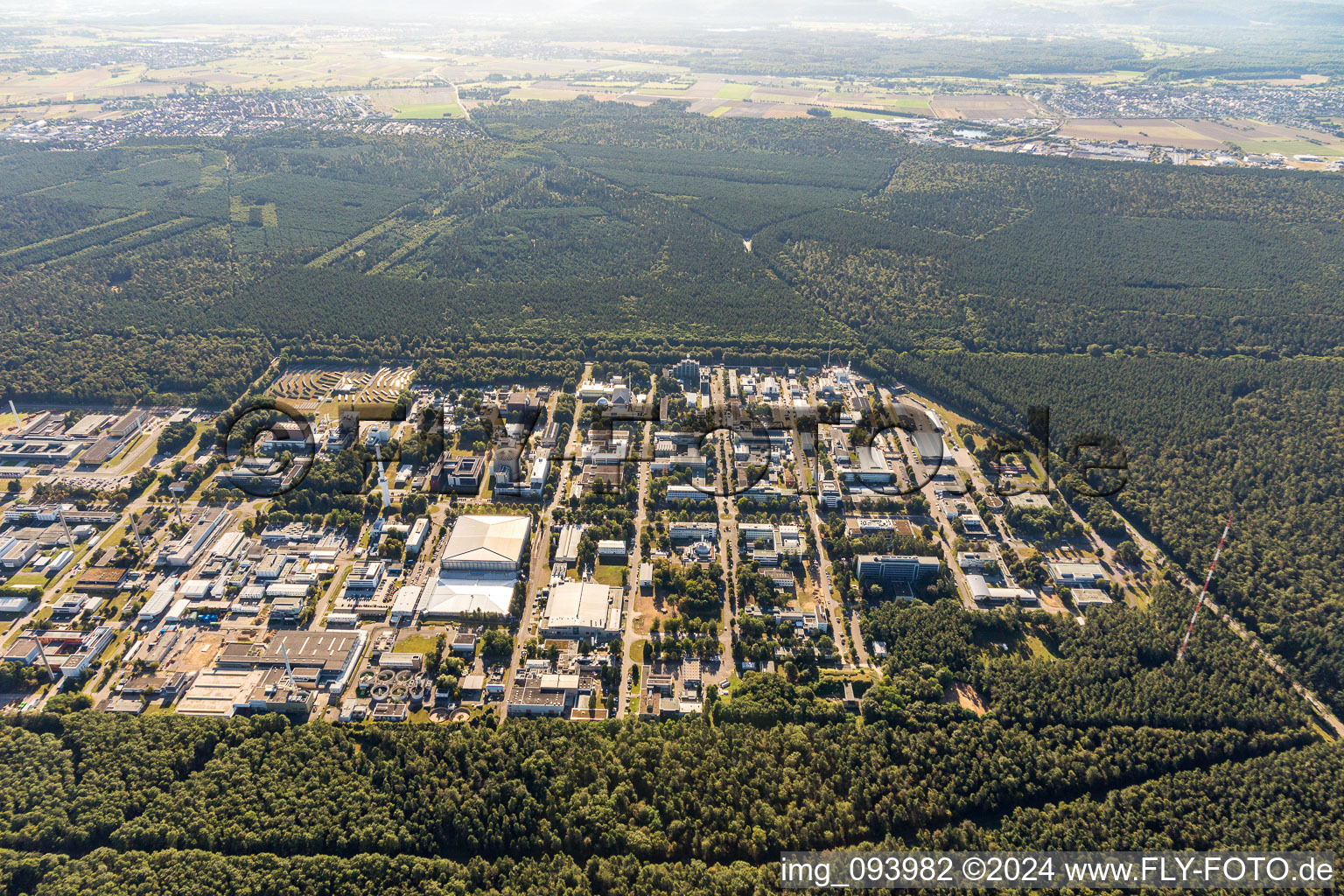 District Leopoldshafen in Eggenstein-Leopoldshafen in the state Baden-Wuerttemberg, Germany seen from a drone