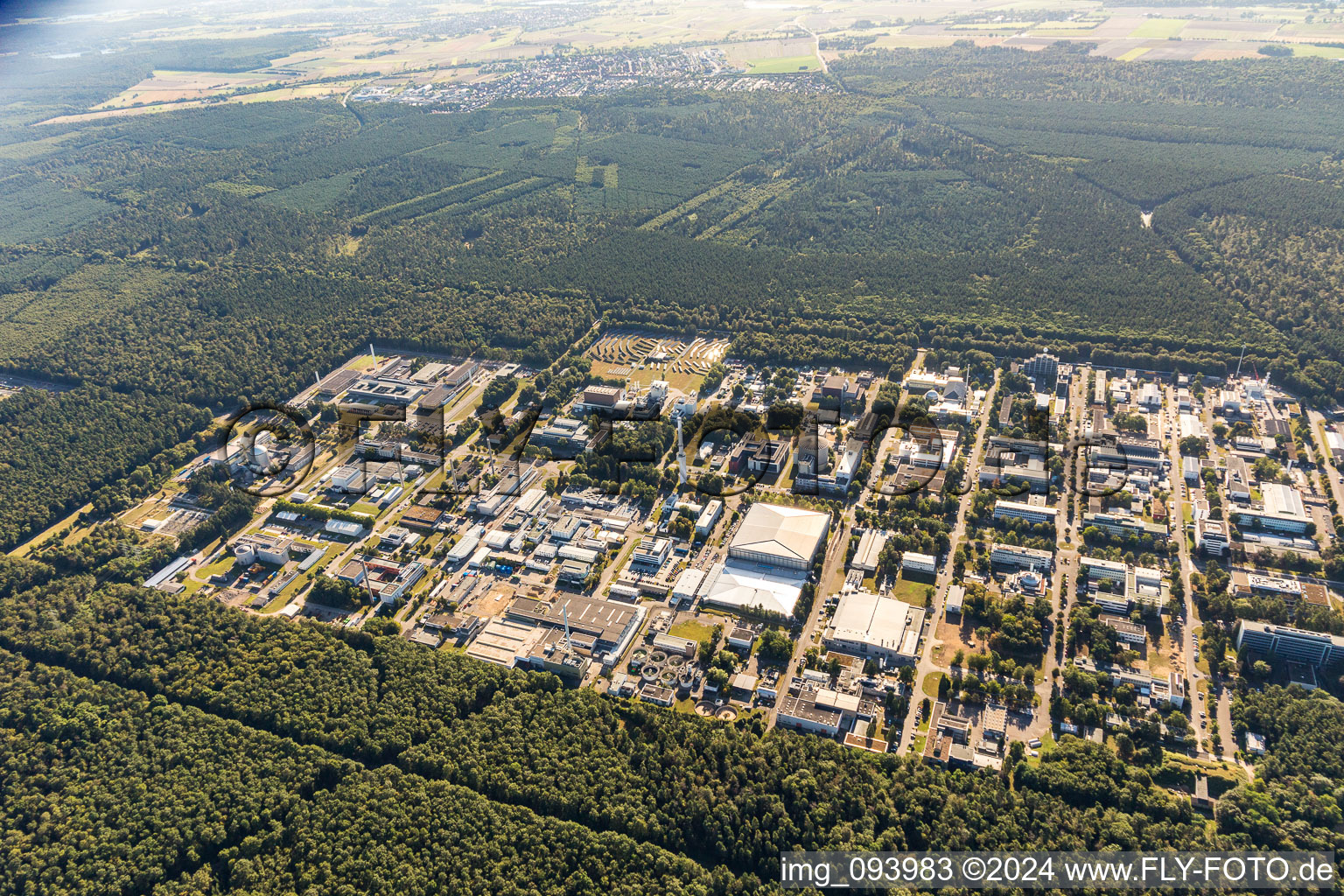 Aerial view of District Leopoldshafen in Eggenstein-Leopoldshafen in the state Baden-Wuerttemberg, Germany