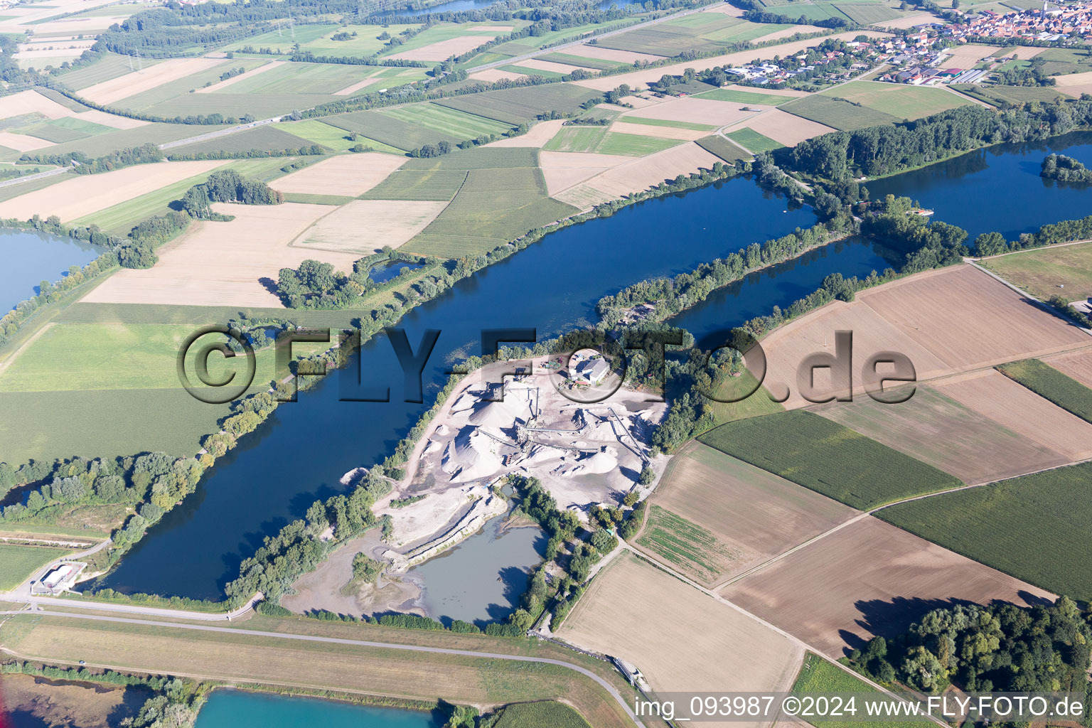 Bird's eye view of Neupotz in the state Rhineland-Palatinate, Germany