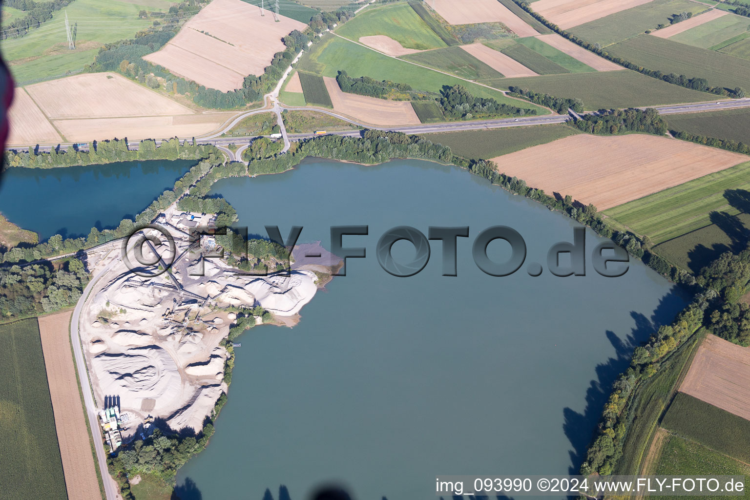 Drone recording of Neupotz in the state Rhineland-Palatinate, Germany