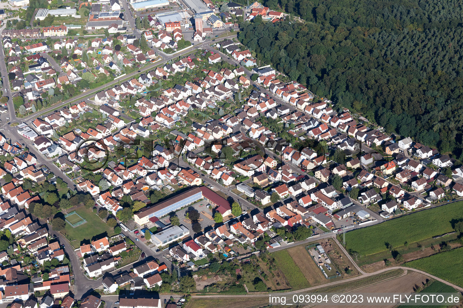 Jockgrim in the state Rhineland-Palatinate, Germany from above