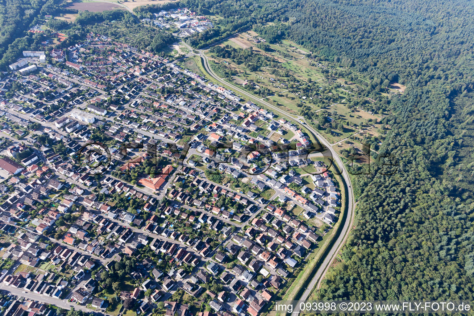 Jockgrim in the state Rhineland-Palatinate, Germany seen from above