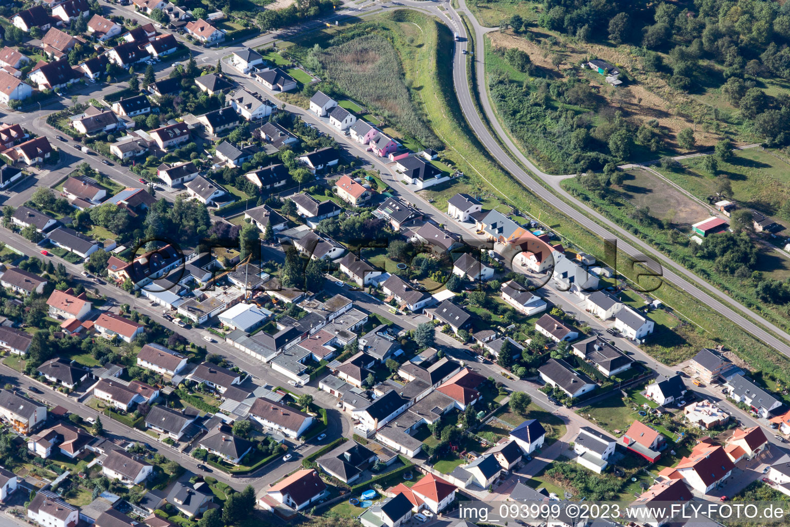 Jockgrim in the state Rhineland-Palatinate, Germany from the plane