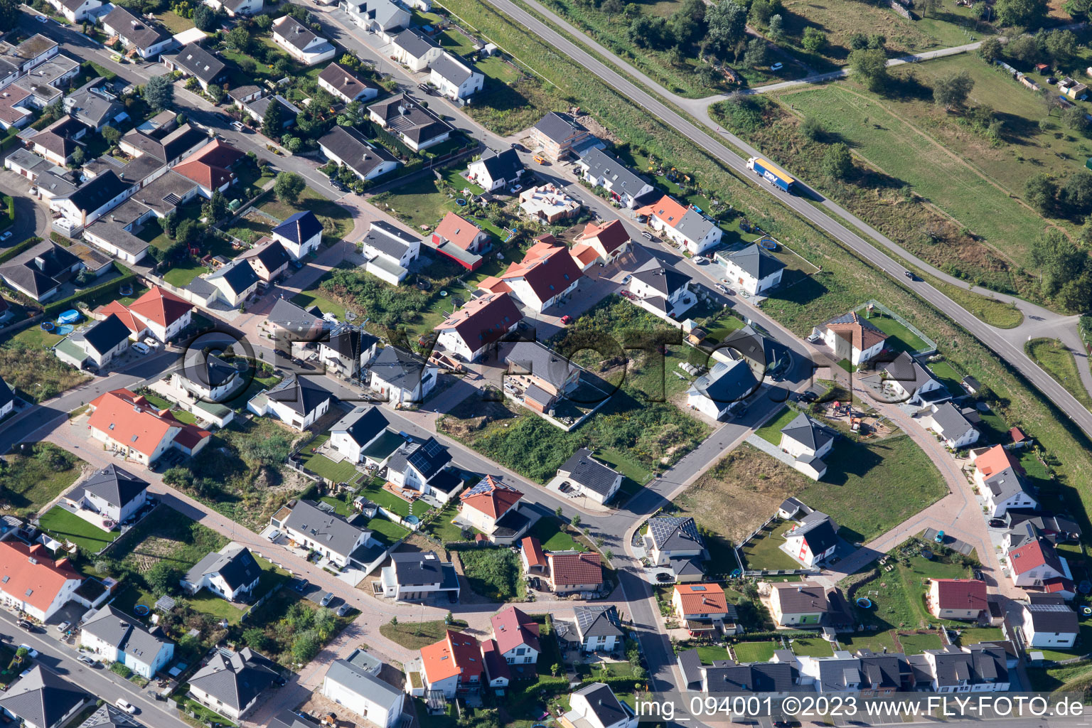 Jockgrim in the state Rhineland-Palatinate, Germany viewn from the air