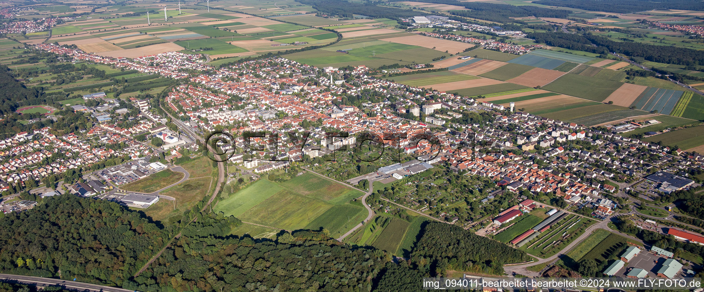 Aerial view of Kandel in the state Rhineland-Palatinate, Germany