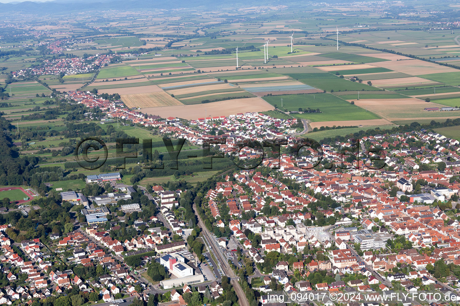 Kandel in the state Rhineland-Palatinate, Germany from the plane