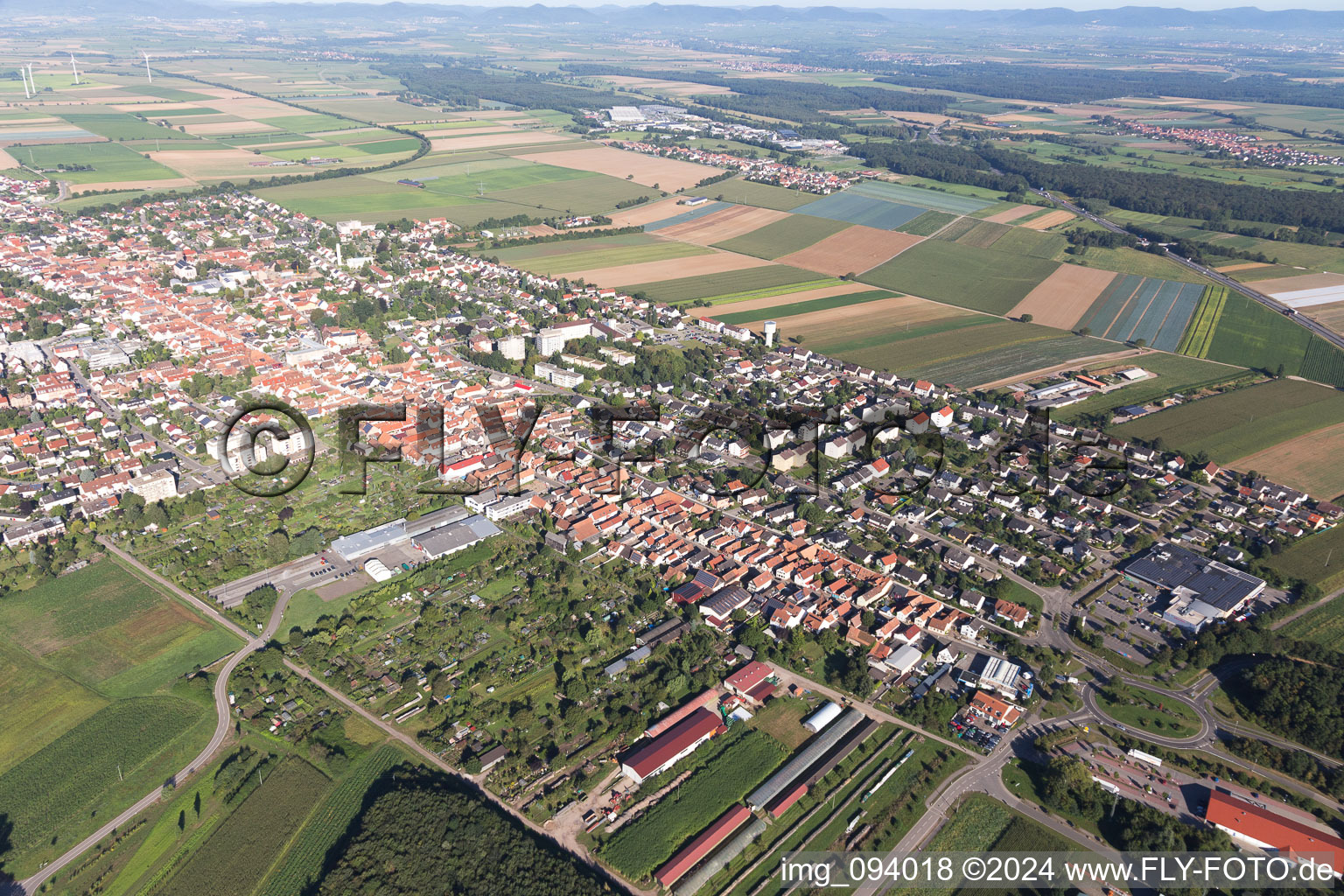 Bird's eye view of Kandel in the state Rhineland-Palatinate, Germany