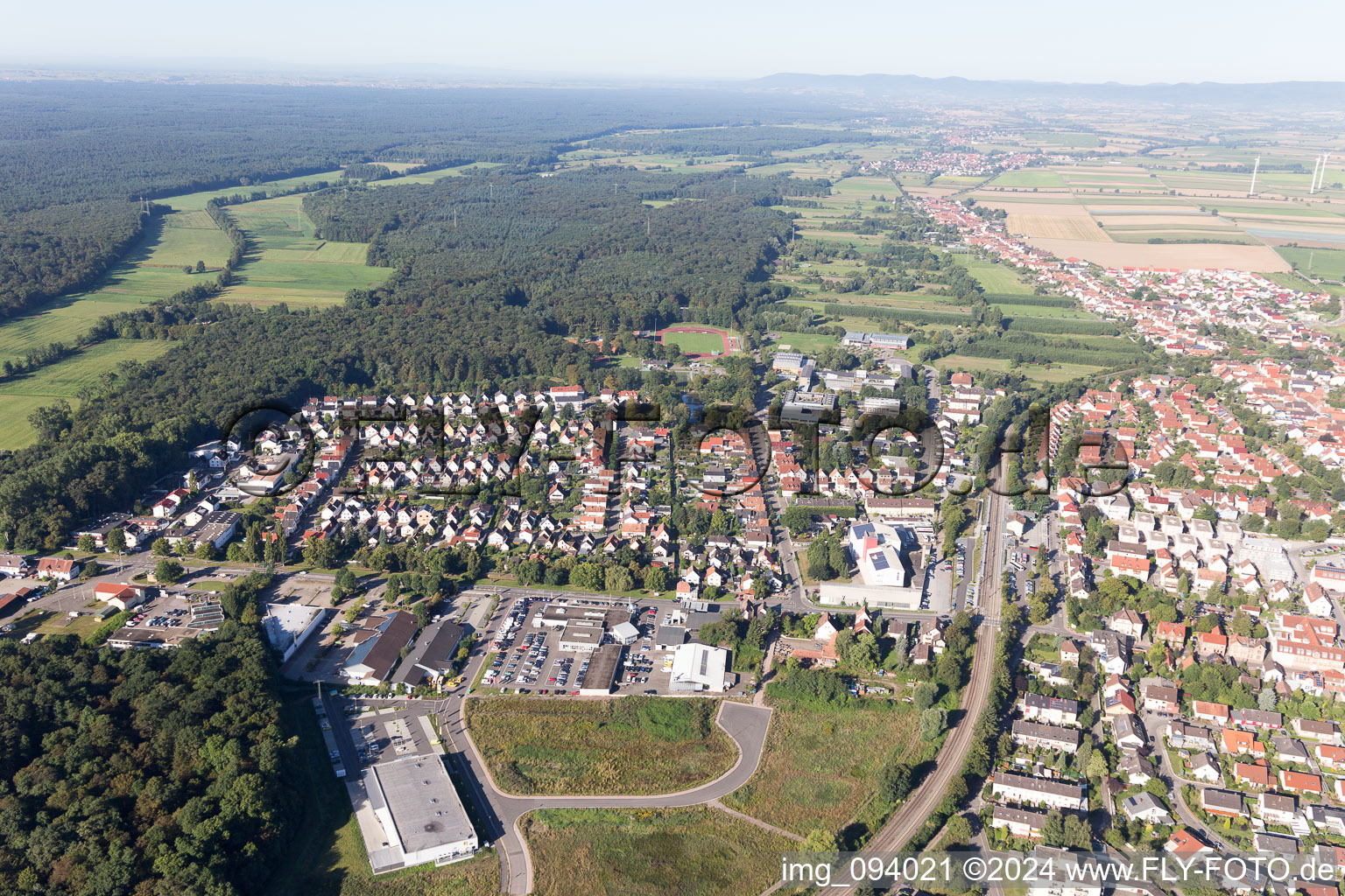 Drone recording of Kandel in the state Rhineland-Palatinate, Germany