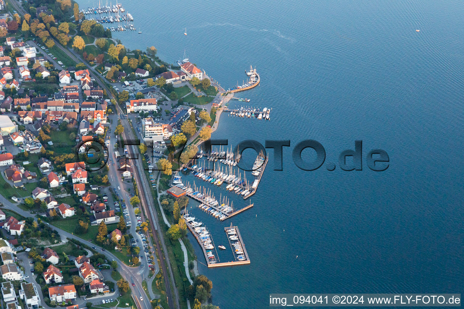 Oblique view of District Ludwigshafen in Bodman-Ludwigshafen in the state Baden-Wuerttemberg, Germany