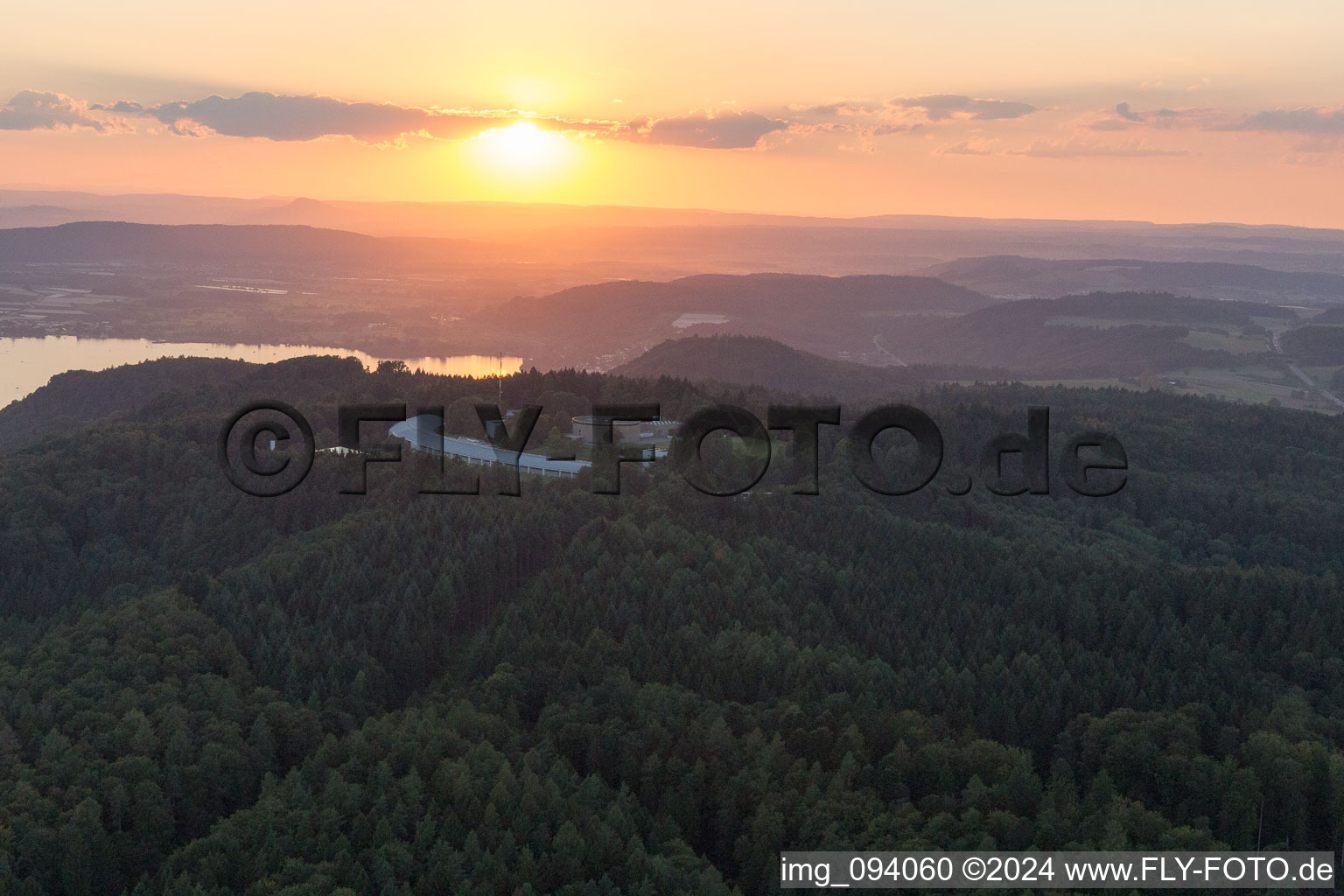 Aerial photograpy of Administrative building of the State Authority Zweckverband Bodensee-Wasserversorgung in Ueberlingen in the state Baden-Wurttemberg, Germany