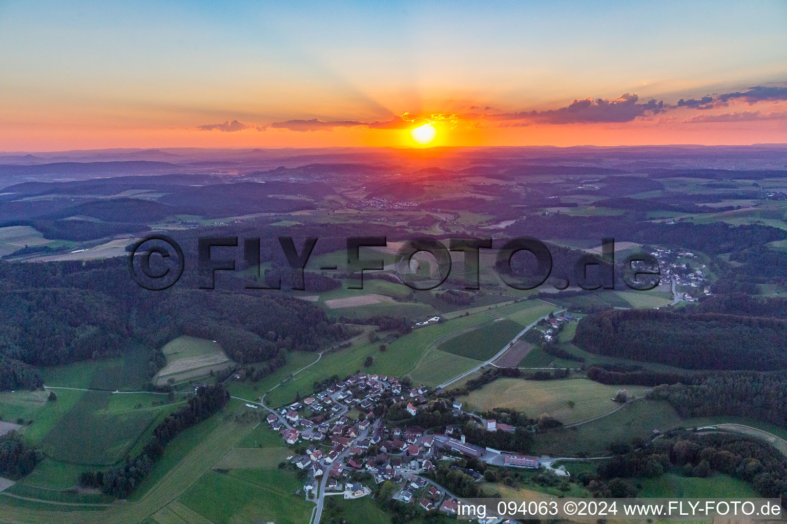 Aerial view of District Seelfingen in Stockach in the state Baden-Wuerttemberg, Germany