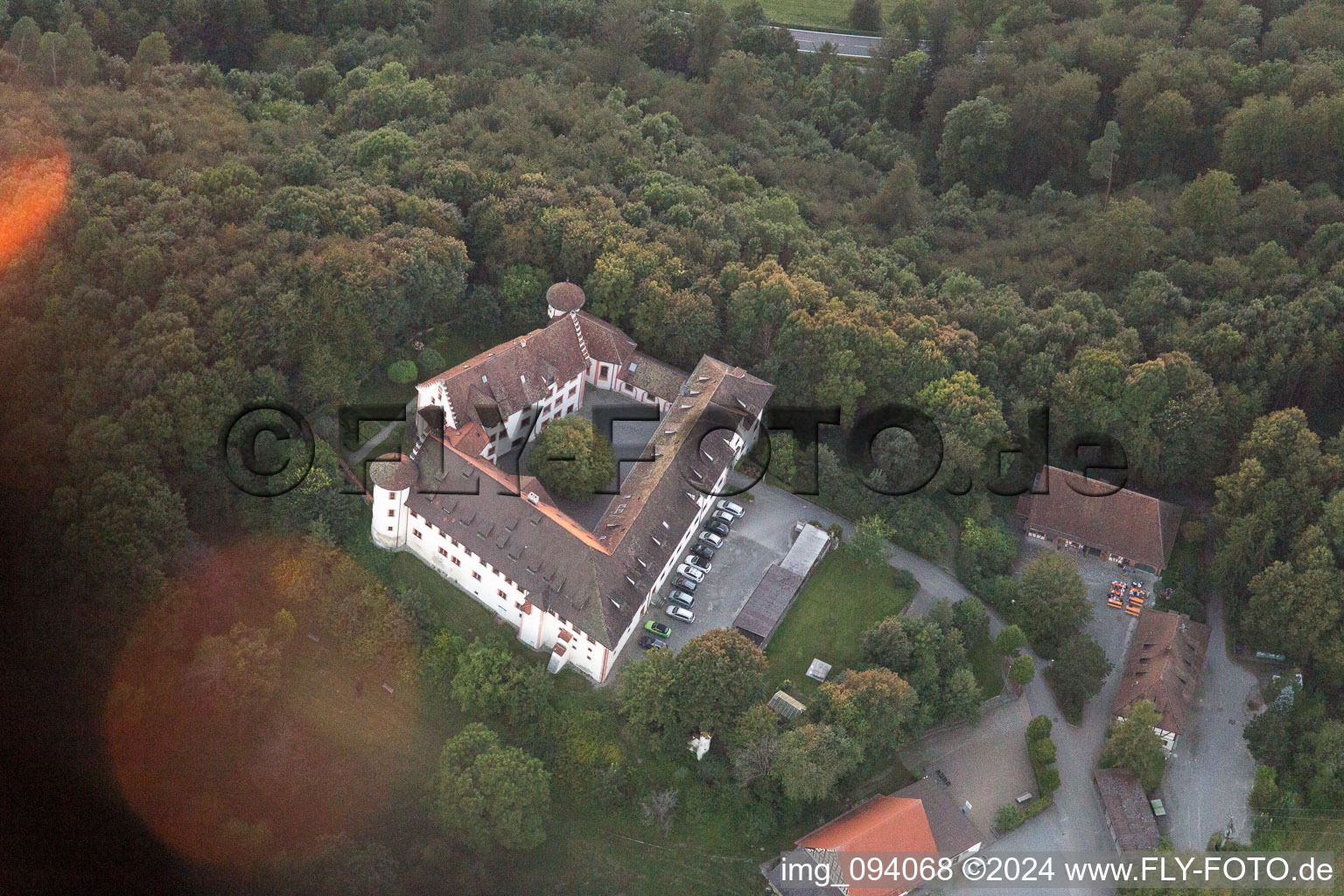 Aerial photograpy of Castle Hohenfels in the district Kalkofen in Hohenfels in the state Baden-Wuerttemberg, Germany