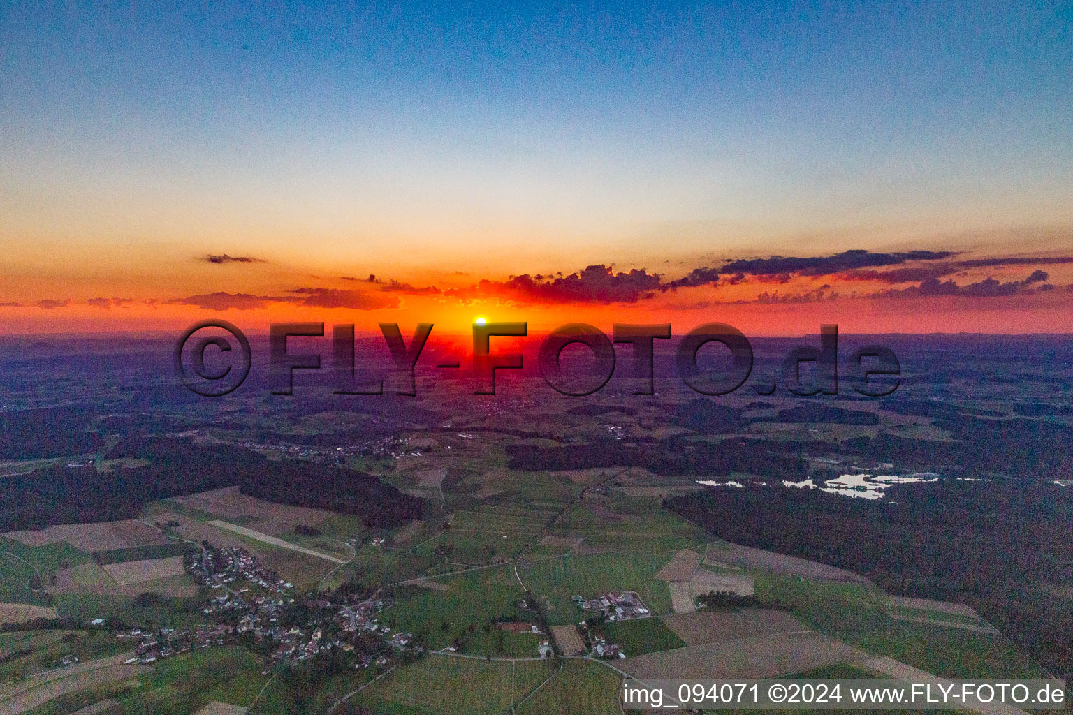 Sunset in the district Mindersdorf in Hohenfels in the state Baden-Wuerttemberg, Germany