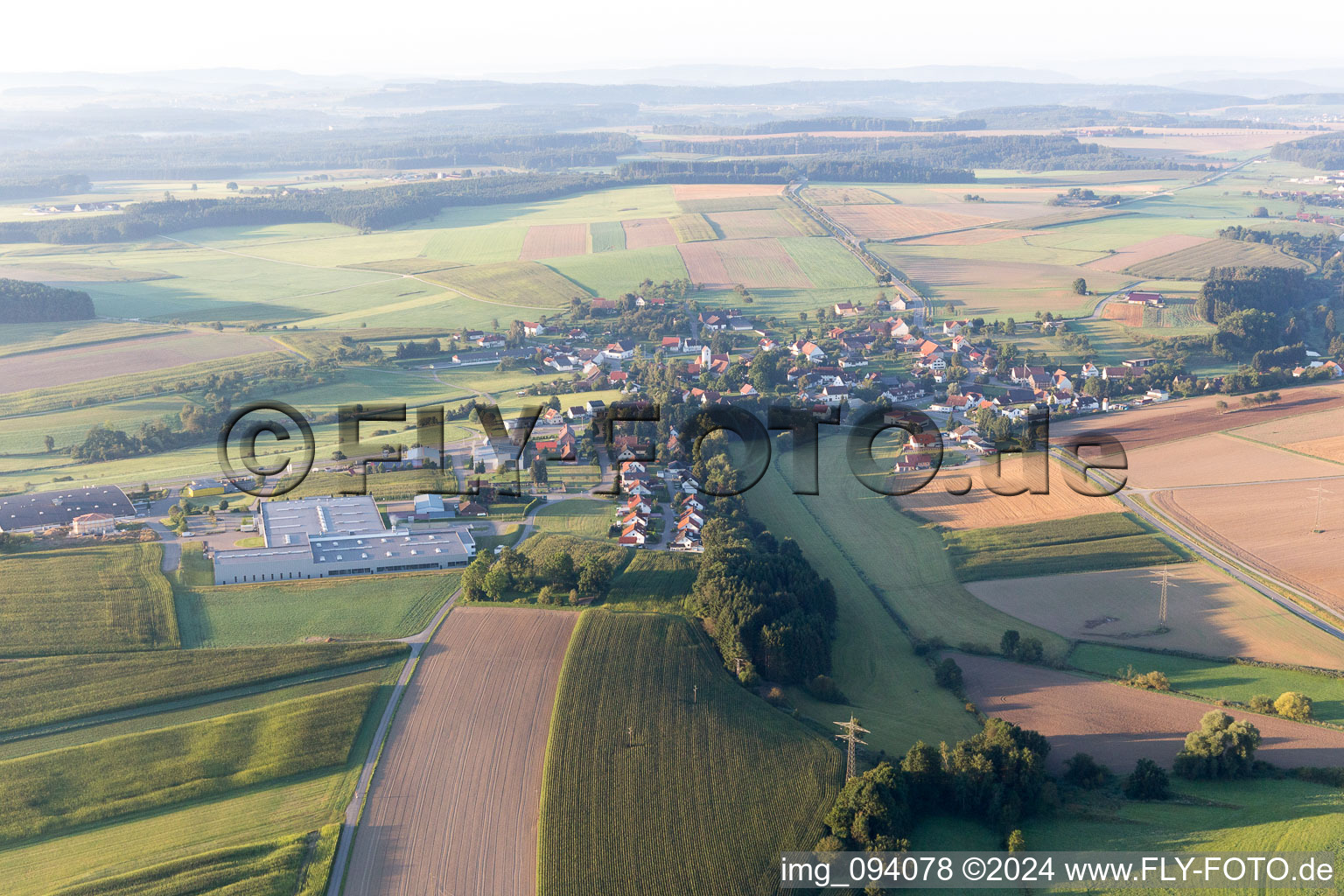 From the east in the district Krumbach in Sauldorf in the state Baden-Wuerttemberg, Germany