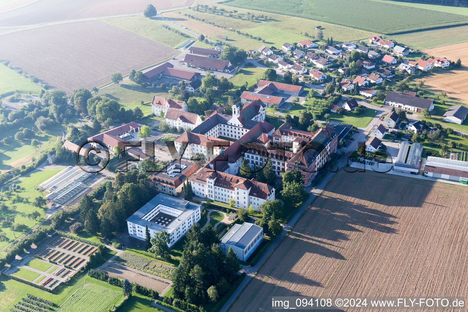 Aerial photograpy of Sießen Monastery in Bad Saulgau in the state Baden-Wuerttemberg, Germany