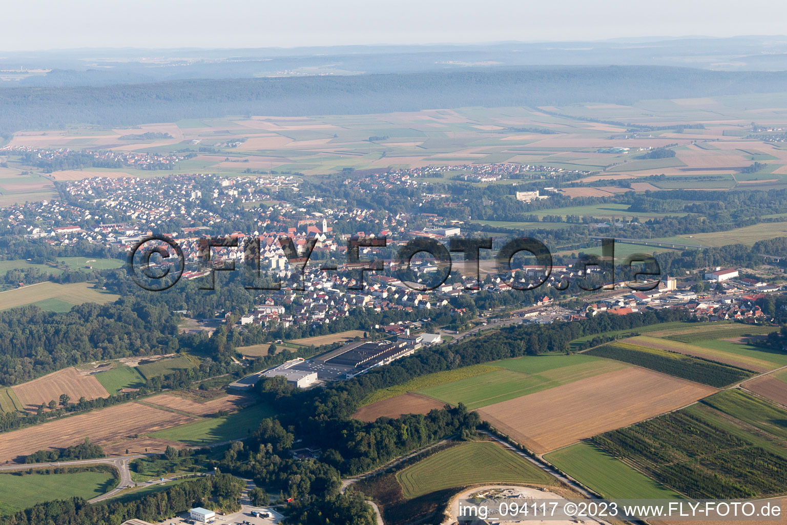 Aerial view of Riedlingen in the state Baden-Wuerttemberg, Germany
