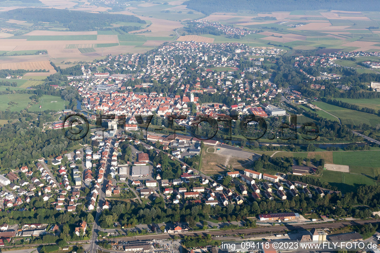 Aerial photograpy of Riedlingen in the state Baden-Wuerttemberg, Germany