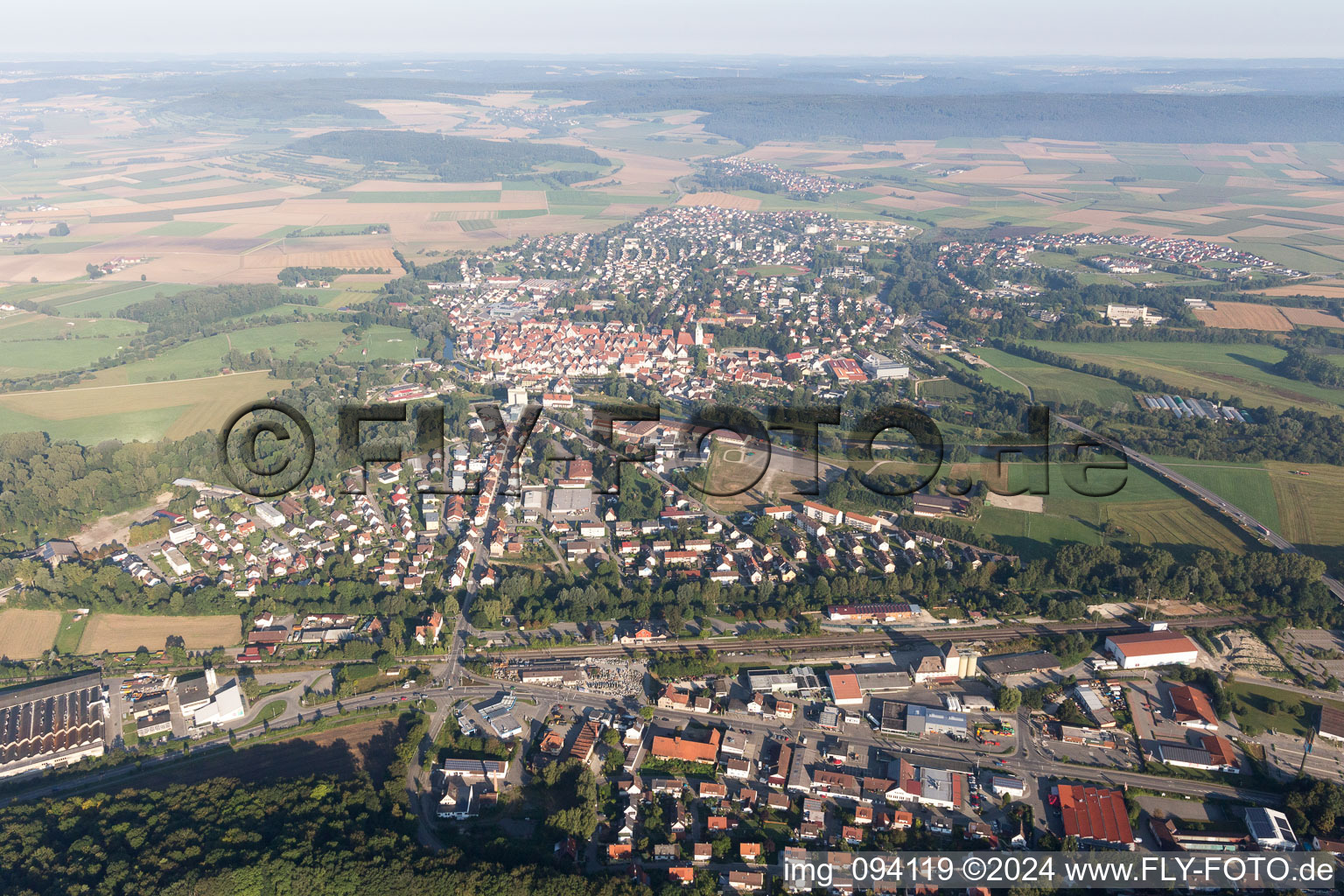 Oblique view of Riedlingen in the state Baden-Wuerttemberg, Germany