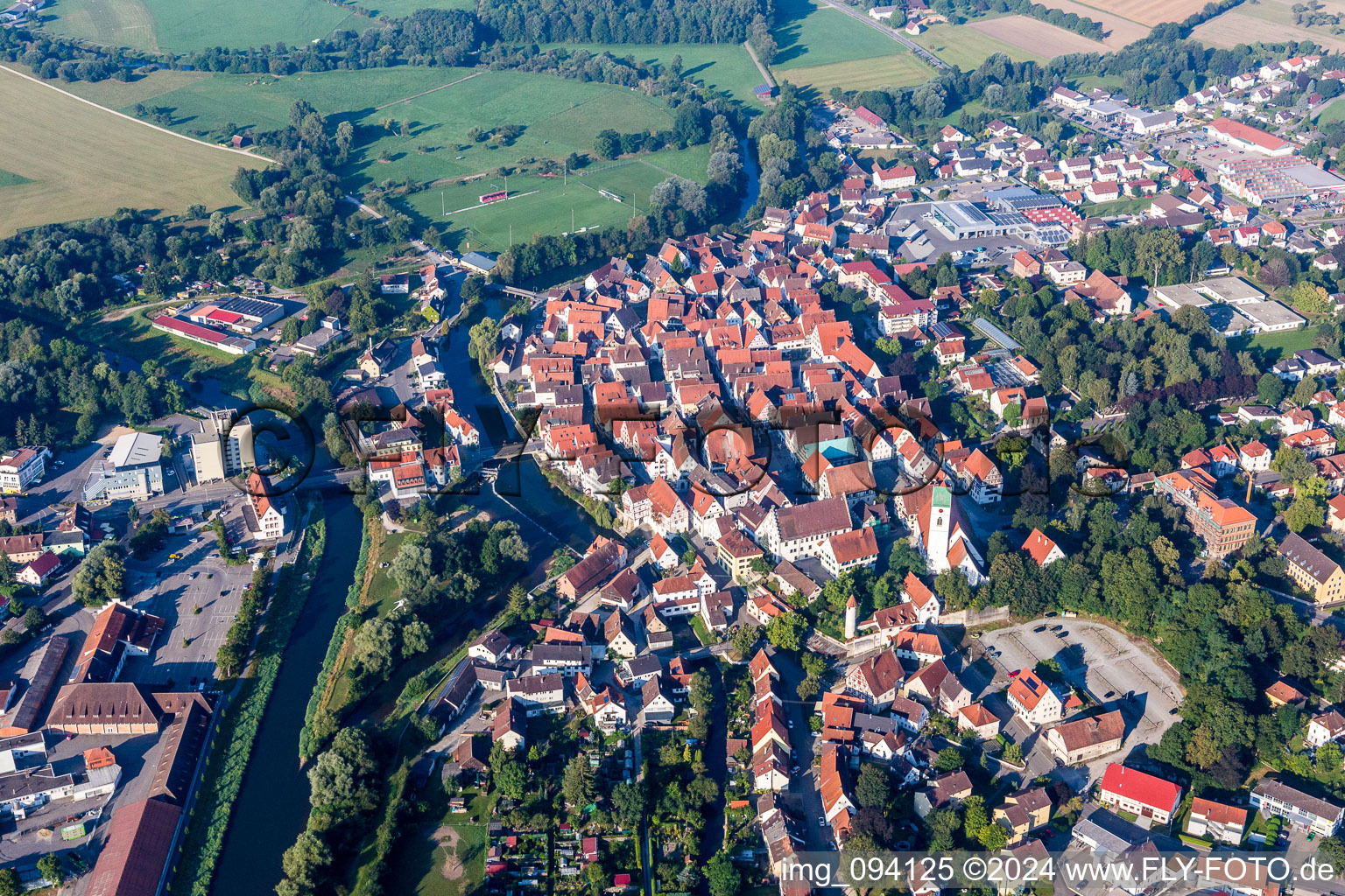 Old Town area and city center in Riedlingen in the state Baden-Wurttemberg, Germany