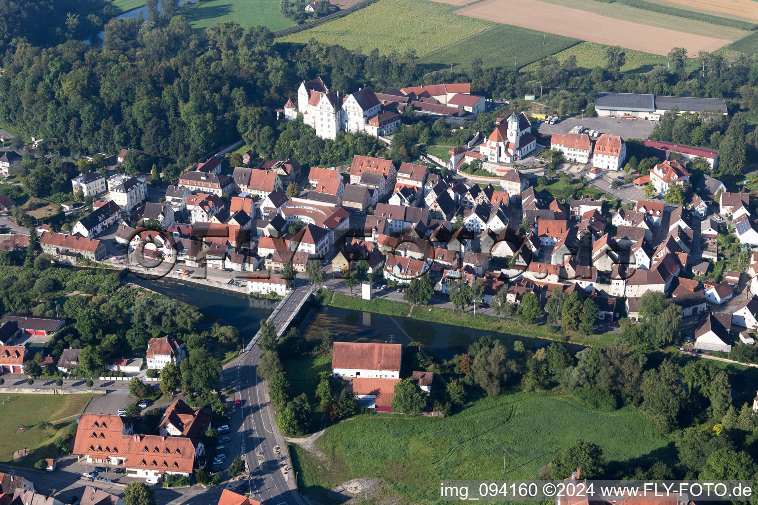 Aerial view of Scheer in the state Baden-Wuerttemberg, Germany