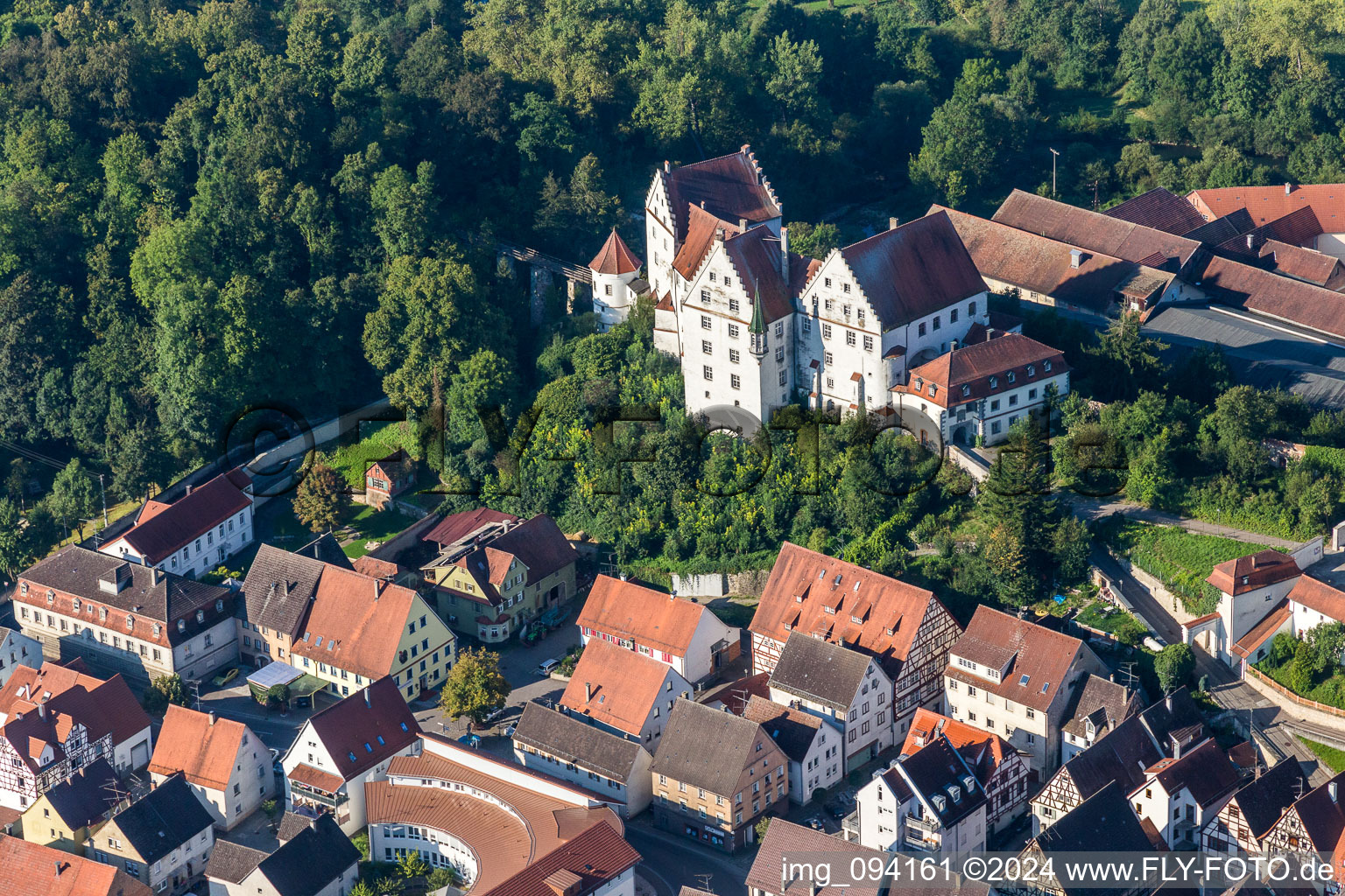 Aerial photograpy of Palace Scheer in Scheer in the state Baden-Wurttemberg, Germany