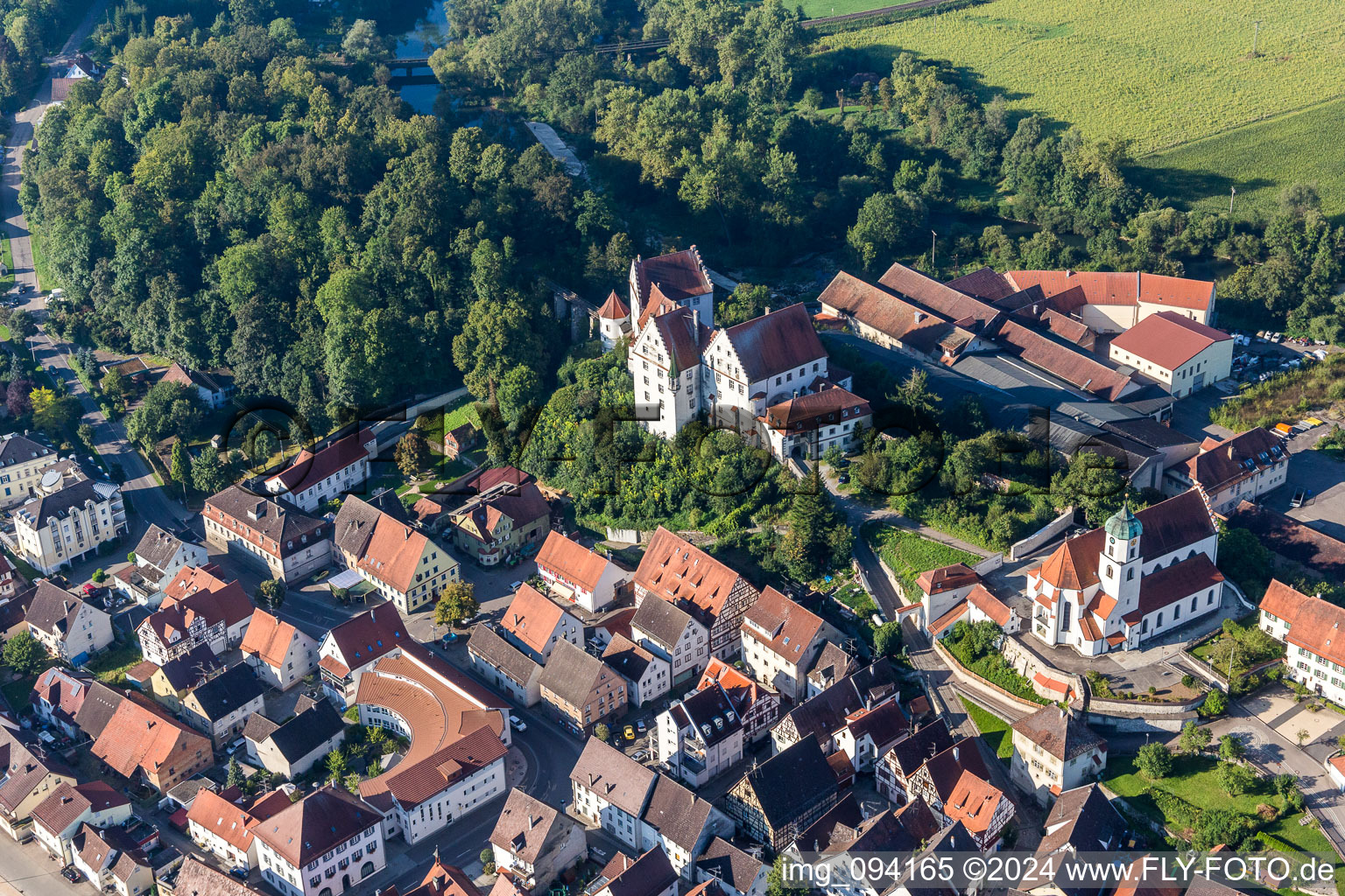 Oblique view of Palace Scheer in Scheer in the state Baden-Wurttemberg, Germany