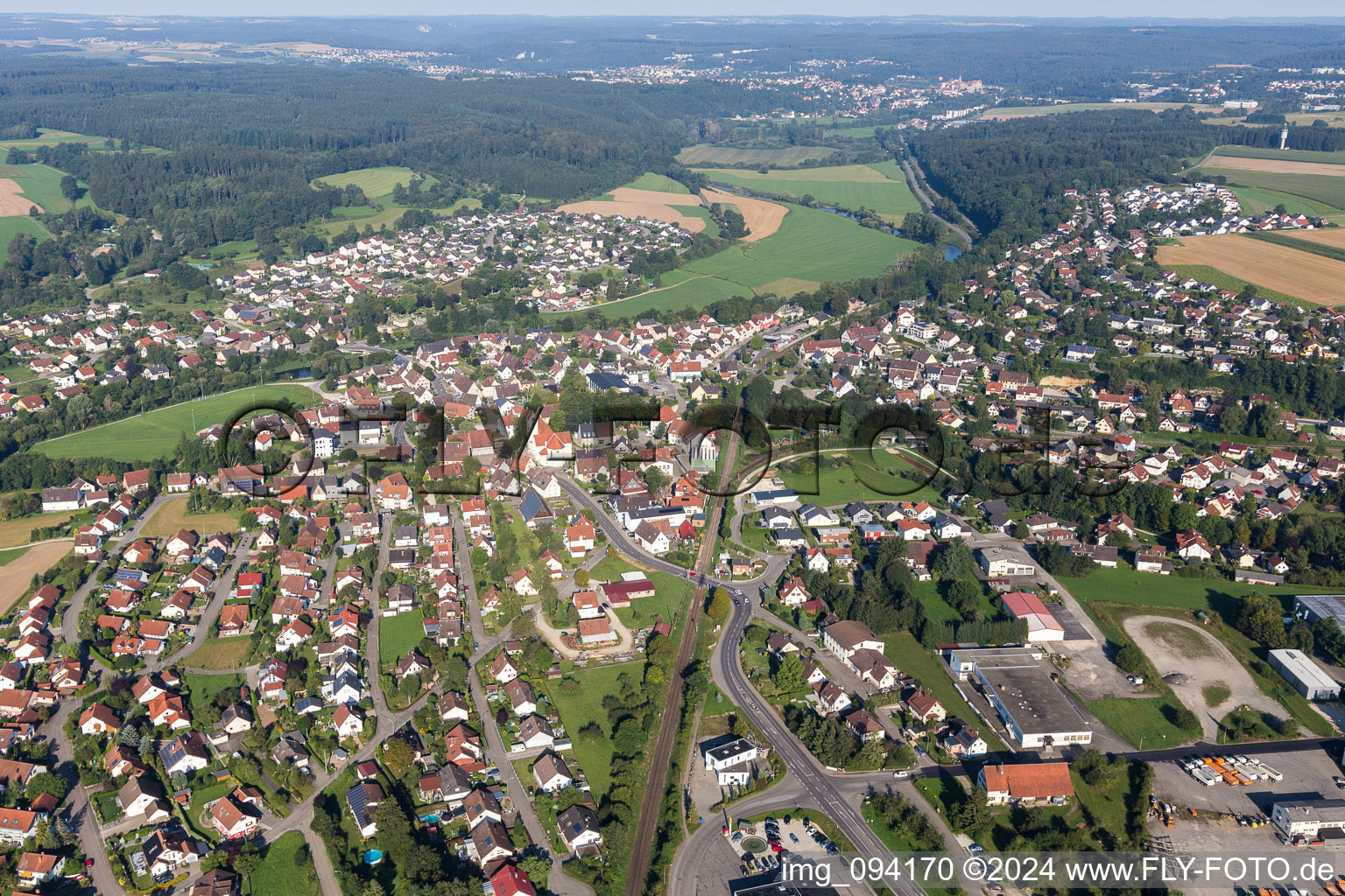 Village on the river bank areas of the river Danube in Sigmaringendorf in the state Baden-Wurttemberg, Germany