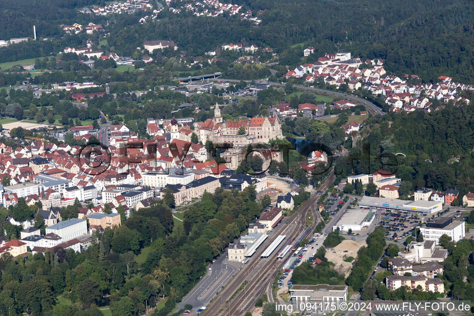 Aerial view of Sigmaringen in the state Baden-Wuerttemberg, Germany