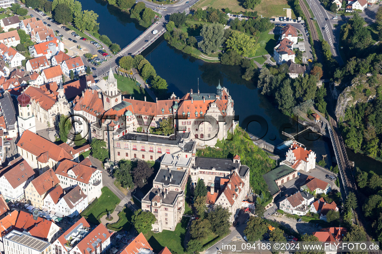 Palace Schloss Sigmaringen at the river Danube in Sigmaringen in the state Baden-Wurttemberg